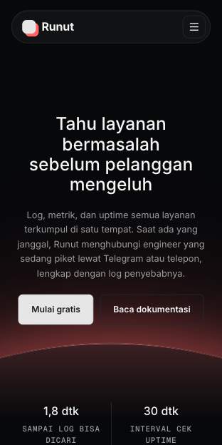 Tampilan template Pusat komando di ponsel