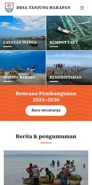 Tampilan template Pesisir berpita jingga di ponsel