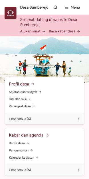 Tampilan template Sapa warga di ponsel