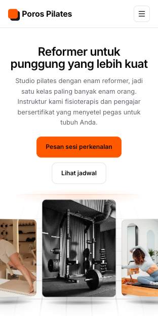 Tampilan template Studio reformer di ponsel
