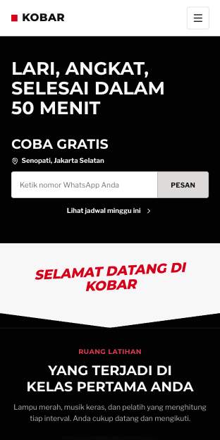 Tampilan template Studio interval di ponsel