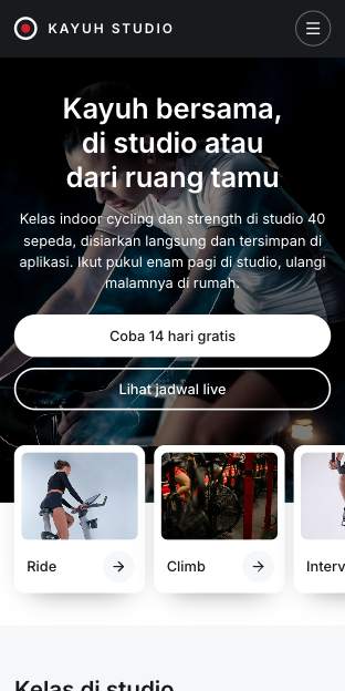Tampilan template Studio siaran di ponsel
