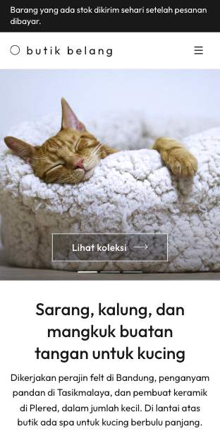 Tampilan template Butik bertali di ponsel