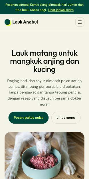 Tampilan template Dapur alami di ponsel