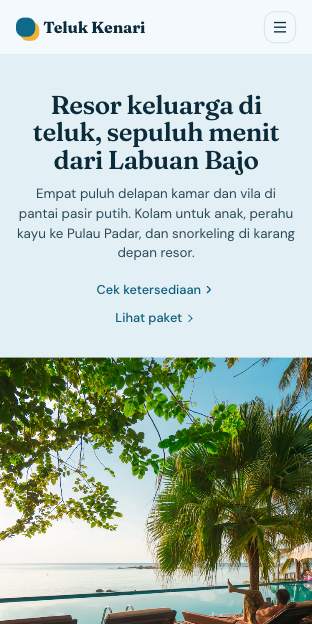 Tampilan template Resor pantai di ponsel