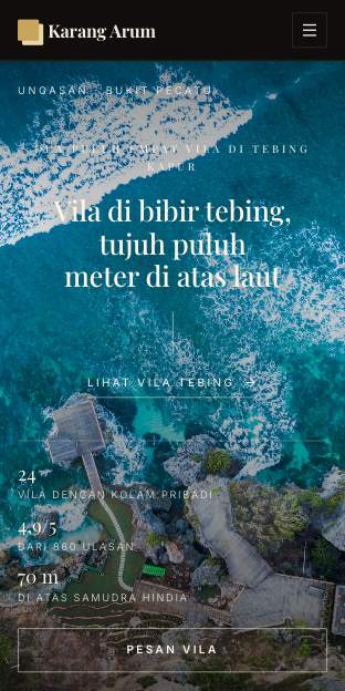 Tampilan template Resor mewah di ponsel