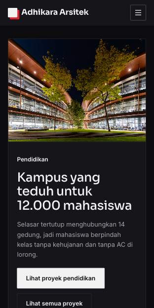 Tampilan template Biro arsitek di ponsel