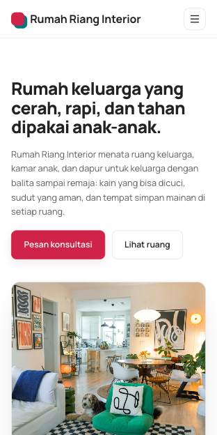 Tampilan template Rumah ceria di ponsel