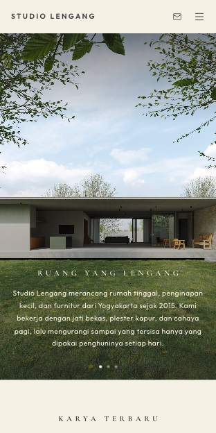 Tampilan template Hening di ponsel