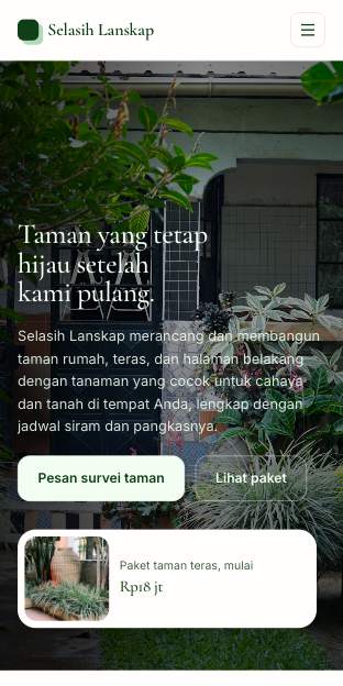 Tampilan template Herba di ponsel