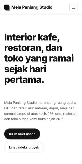 Tampilan template Indeks di ponsel