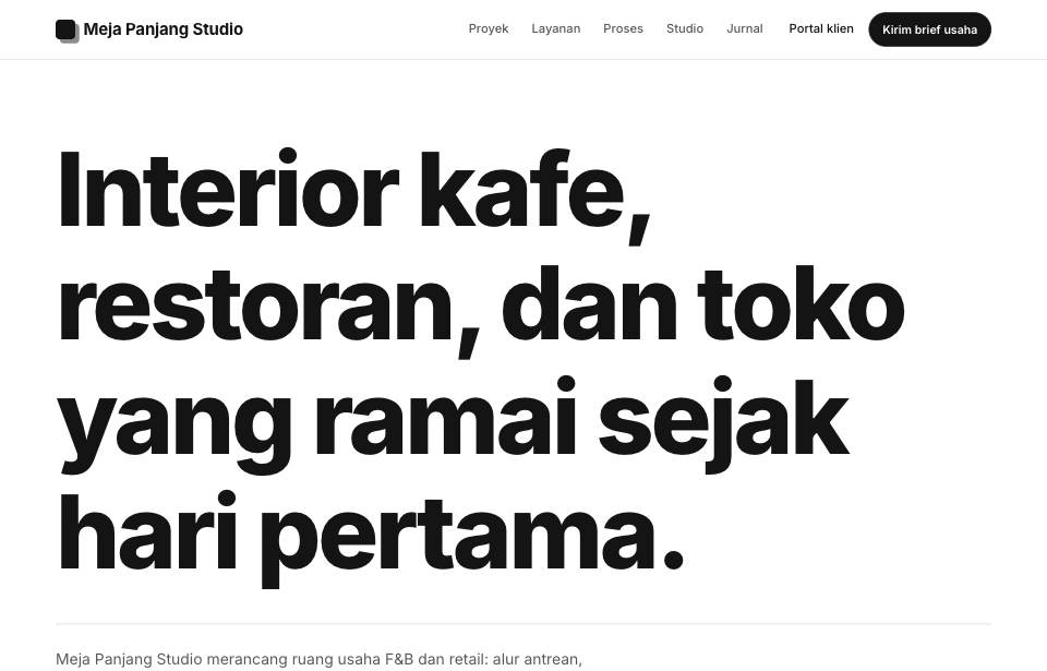 Tampilan template Indeks di layar komputer