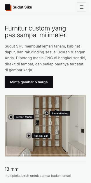Tampilan template Katalog perabot di ponsel