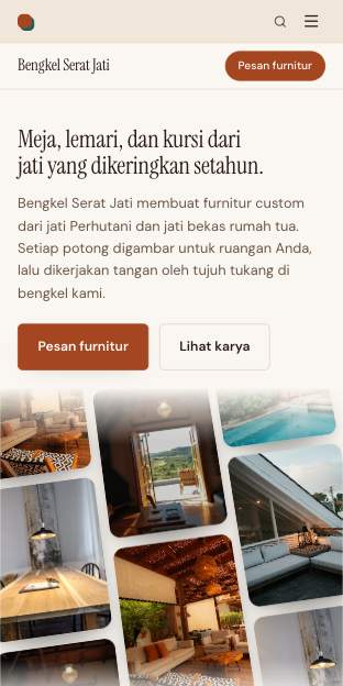Tampilan template Material di ponsel