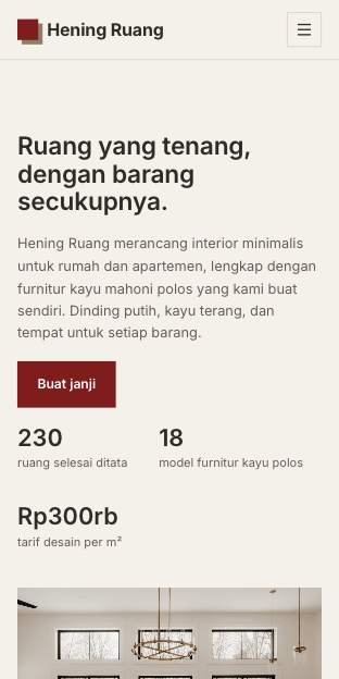 Tampilan template Polos di ponsel
