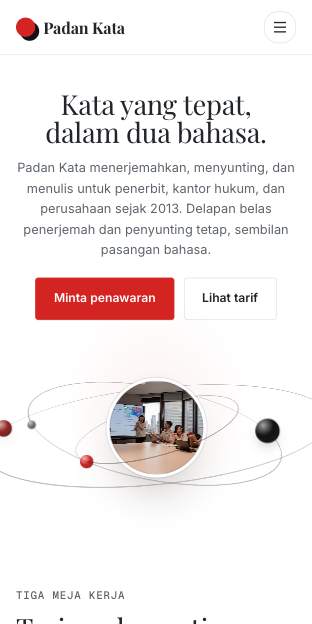 Tampilan template Biro bahasa di ponsel