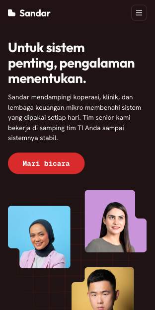 Tampilan template Mitra teknologi di ponsel