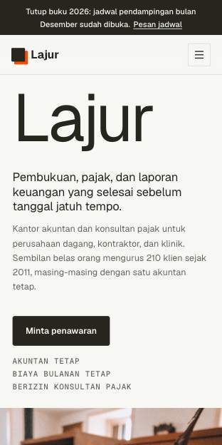 Tampilan template Buku besar di ponsel