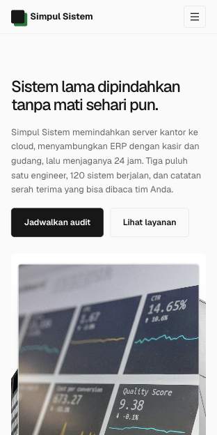 Tampilan template Konsultan sistem di ponsel