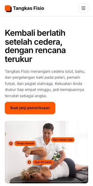 Tampilan template Bara di ponsel