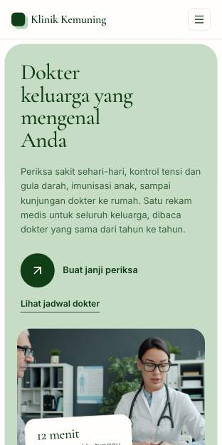 Tampilan template Hijau botani di ponsel