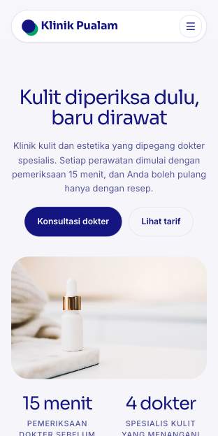 Tampilan template Porselen di ponsel