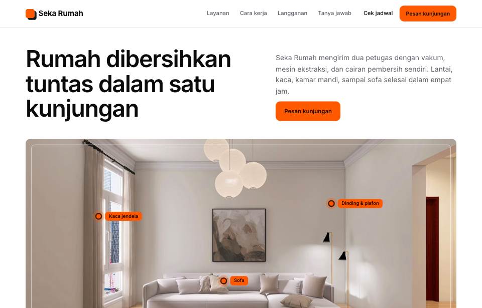 Tampilan template Titik bara di layar komputer