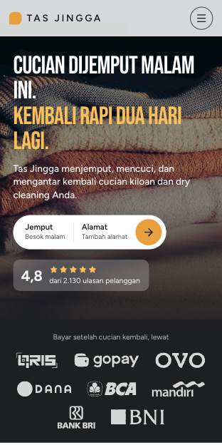 Tampilan template Jemput malam di ponsel