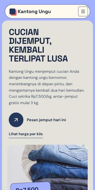 Tampilan template Panel lembayung di ponsel