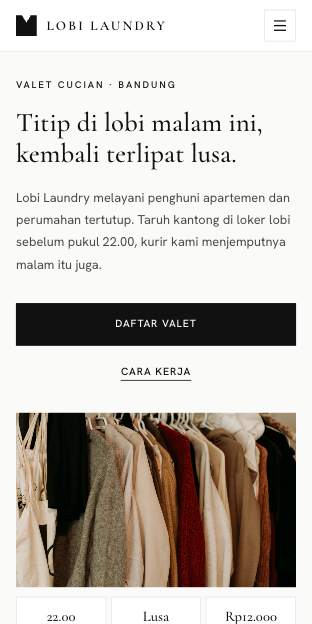 Tampilan template Gading tenang di ponsel