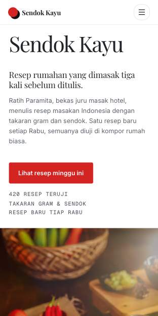 Tampilan template Dapur bata di ponsel