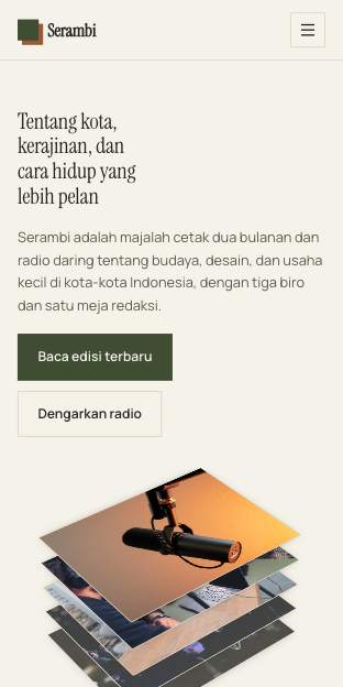 Tampilan template Majalah & radio di ponsel