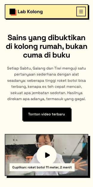 Tampilan template Kanal video di ponsel
