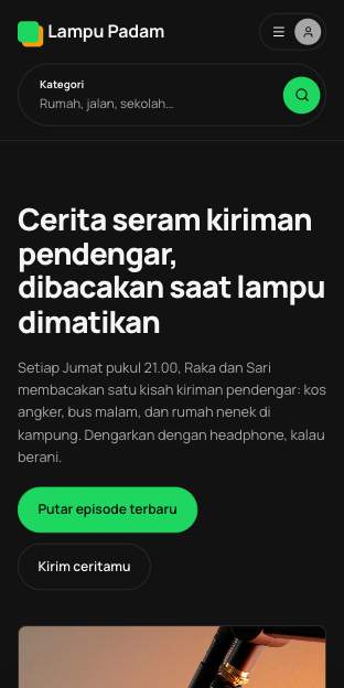 Tampilan template Ruang dengar di ponsel