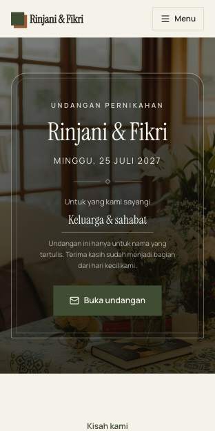 Tampilan template Kartu krem di ponsel