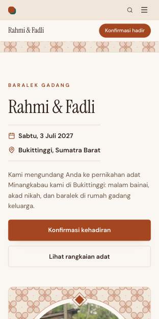 Tampilan template Adat Nusantara di ponsel