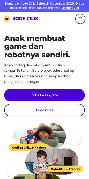 Tampilan template Pil kuning ceria di ponsel