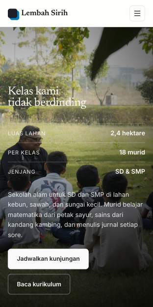 Tampilan template Jurnal alam di ponsel
