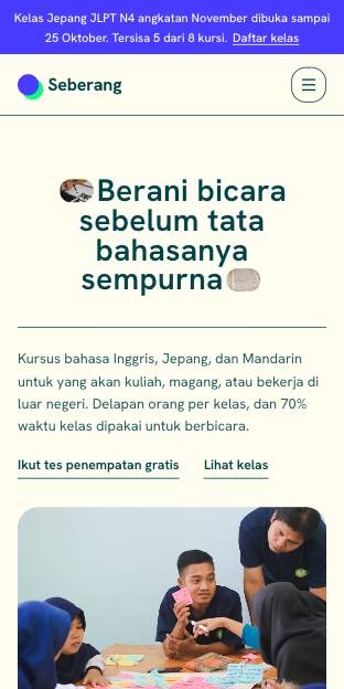 Tampilan template Laguna di ponsel
