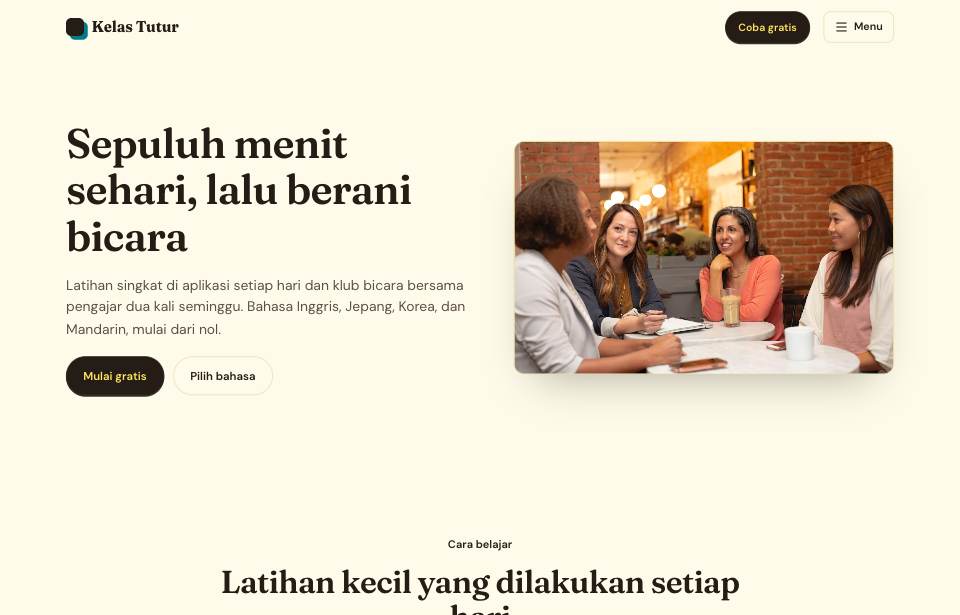 Tampilan template Main & belajar di layar komputer