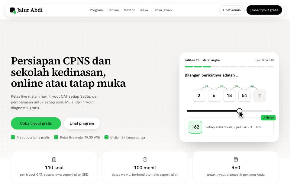 Tampilan template Kartu soal di layar komputer