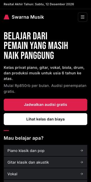 Tampilan template Panggung malam di ponsel