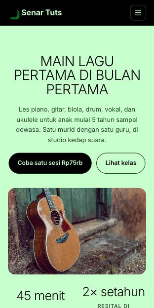 Tampilan template Pucuk di ponsel