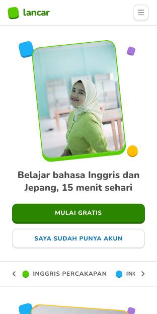 Tampilan template Belajar riang di ponsel