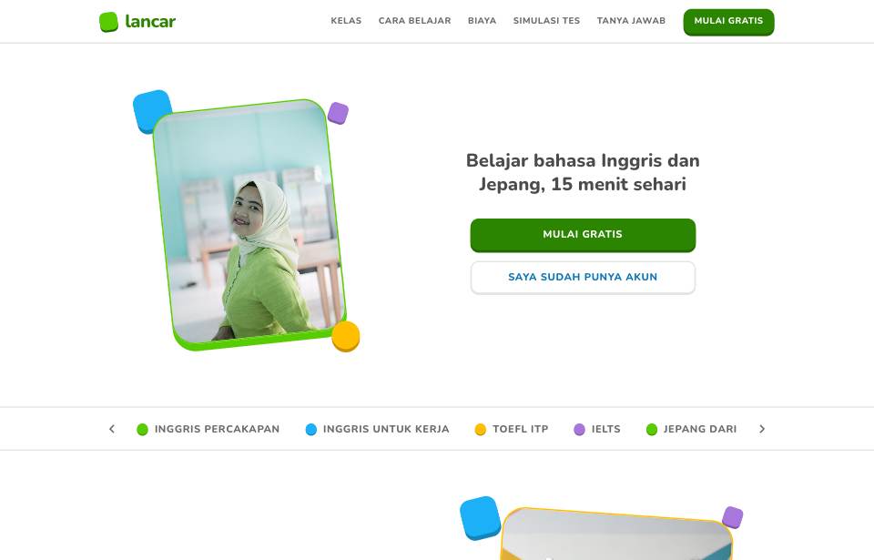 Tampilan template Belajar riang di layar komputer