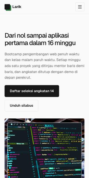 Tampilan template Terminal di ponsel