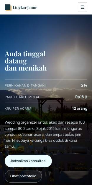 Tampilan template Penata hari H di ponsel