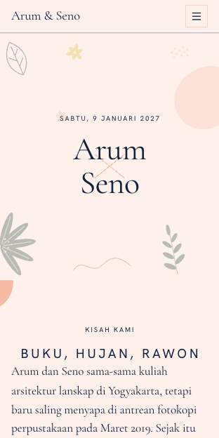 Tampilan template Undangan botani di ponsel