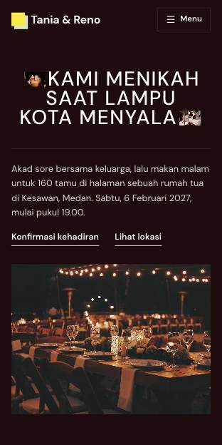 Tampilan template Malam lilin di ponsel