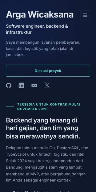 Tampilan template Kolom menempel di ponsel